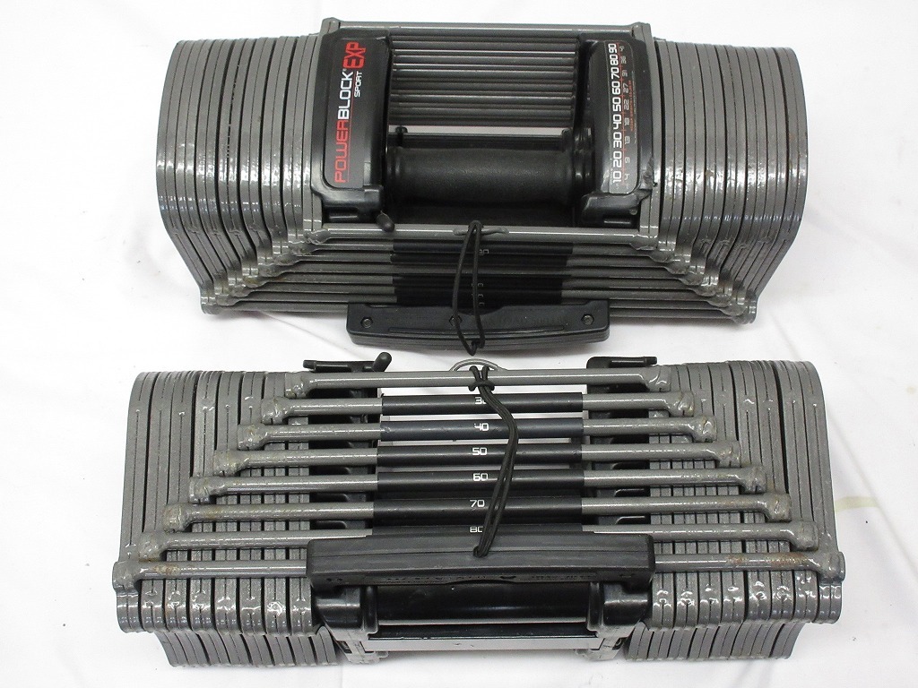 03K135 POWER BLOCK SPORT EXP ペア 可変式ダンベル ※樹脂ピンの欠け有