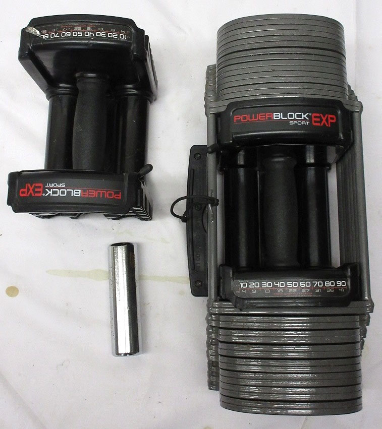 03K135 POWER BLOCK SPORT EXP ペア 可変式ダンベル ※樹脂ピンの欠け有