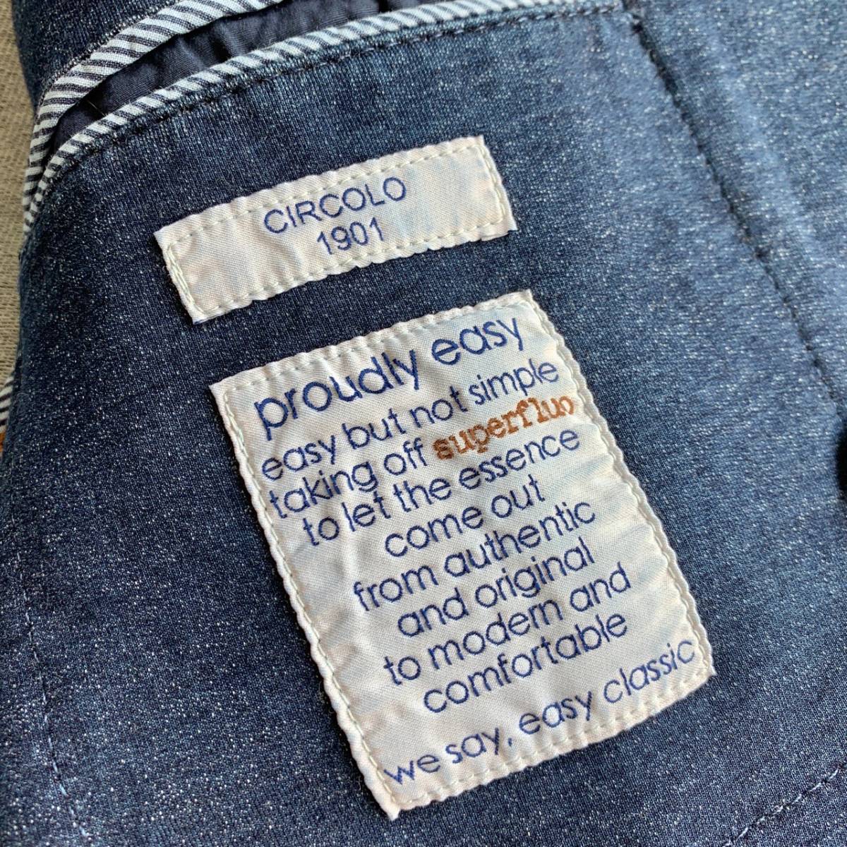 C19 チルコロ 爽快感溢れ出る Circolo 1901 ストレッチ ジャージー素材 デニム調 ダブル テーラード ジャケット50 L前後 ブルー 青 通年 Lサイズ 売買されたオークション情報 Yahooの商品情報をアーカイブ公開 オークファン Aucfan Com