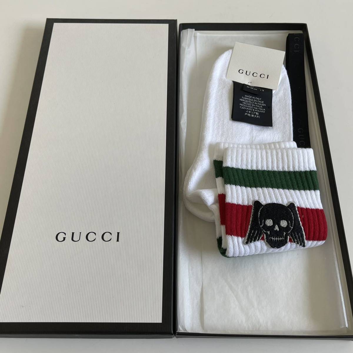 数量限定，セール グッチ GUCCI 11 シェリーラインウィングスカル髑髏ソックス 靴下 タグ付き サイズM(服飾小物)｜売買されたオークション情報、yahooの商品情報をアーカイブ公開 - オークファン 服飾小物