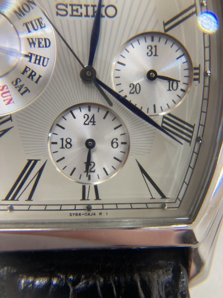 セイコー SEIKO メンズ腕時計 5Y66-0AF0 トリプルカレンダー保証書付き