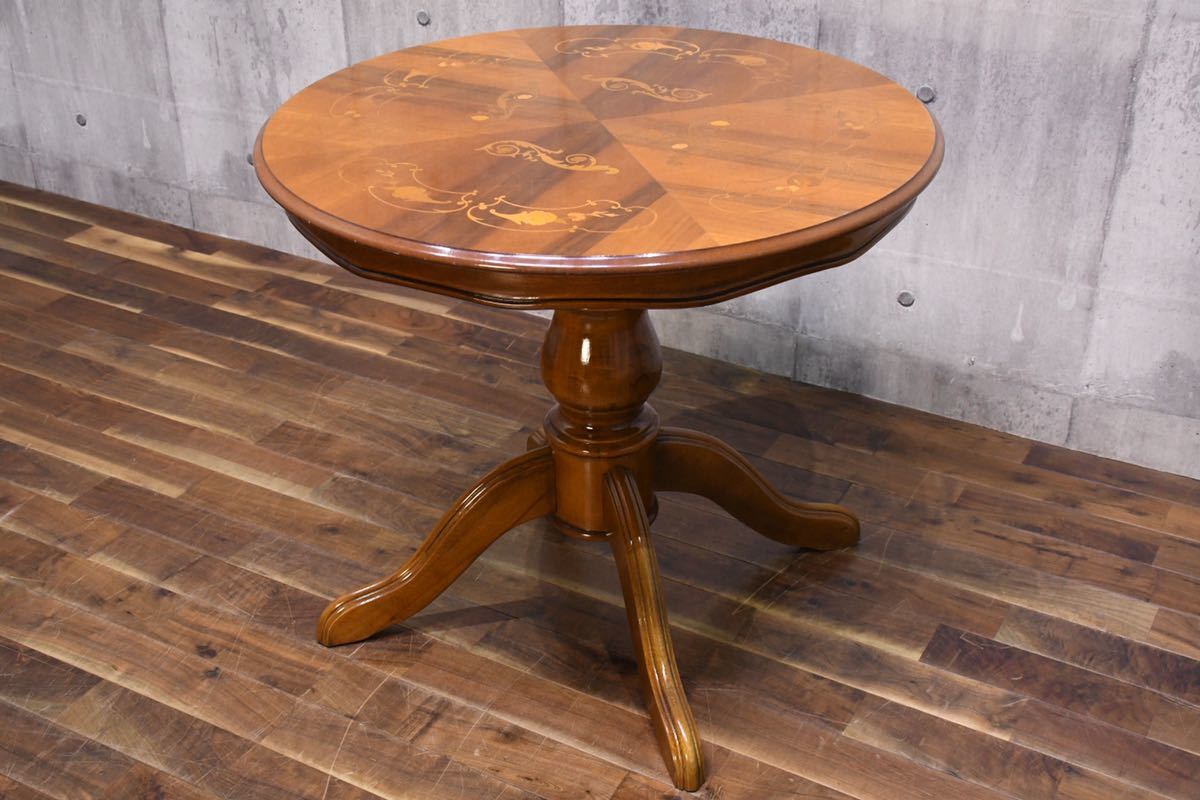 イタリア家具】象嵌細工 丸テーブル ラウンドテーブル カフェテーブル 