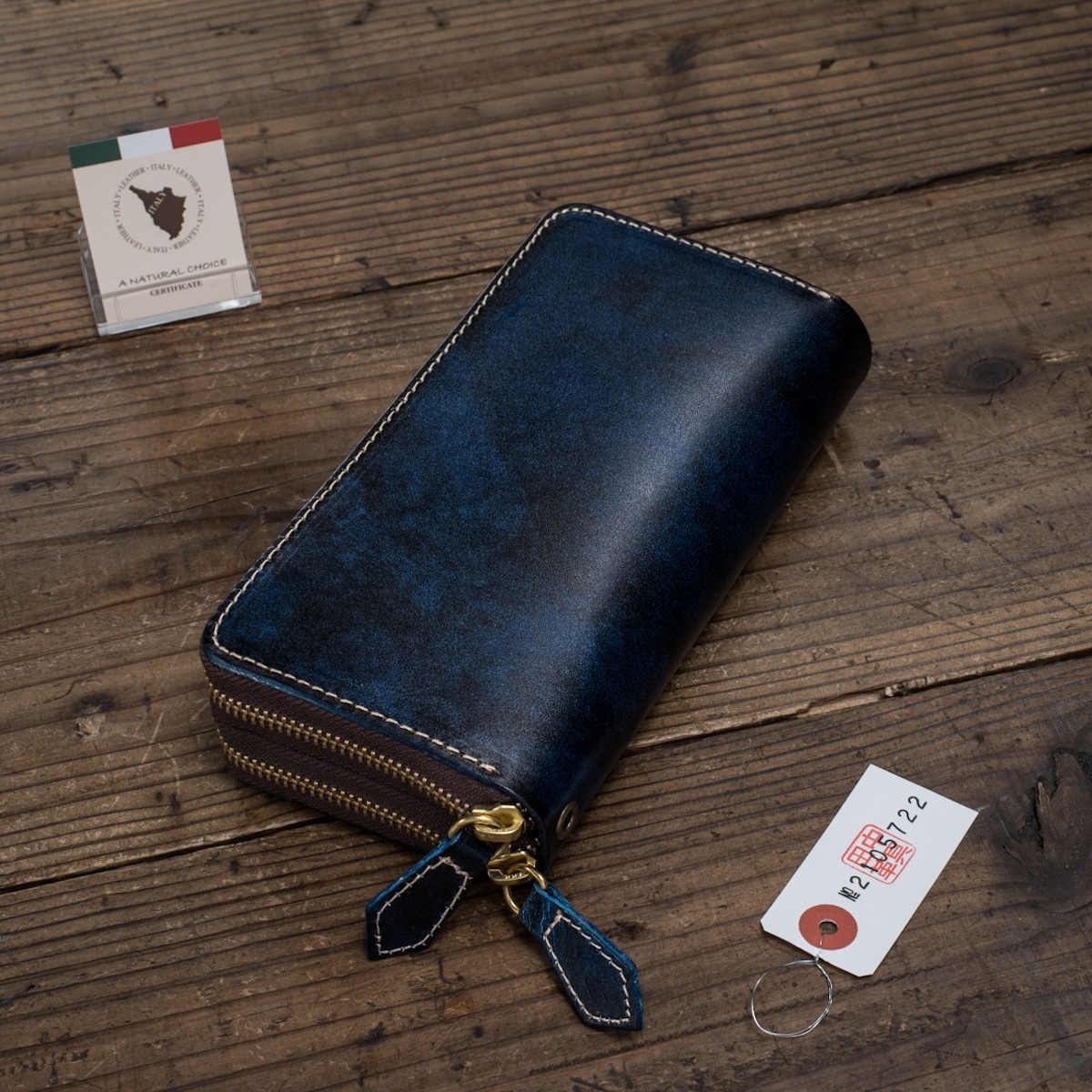 イタリアンレザー メンズ 財布 長財布 ダブルファスナー ダブルジップ