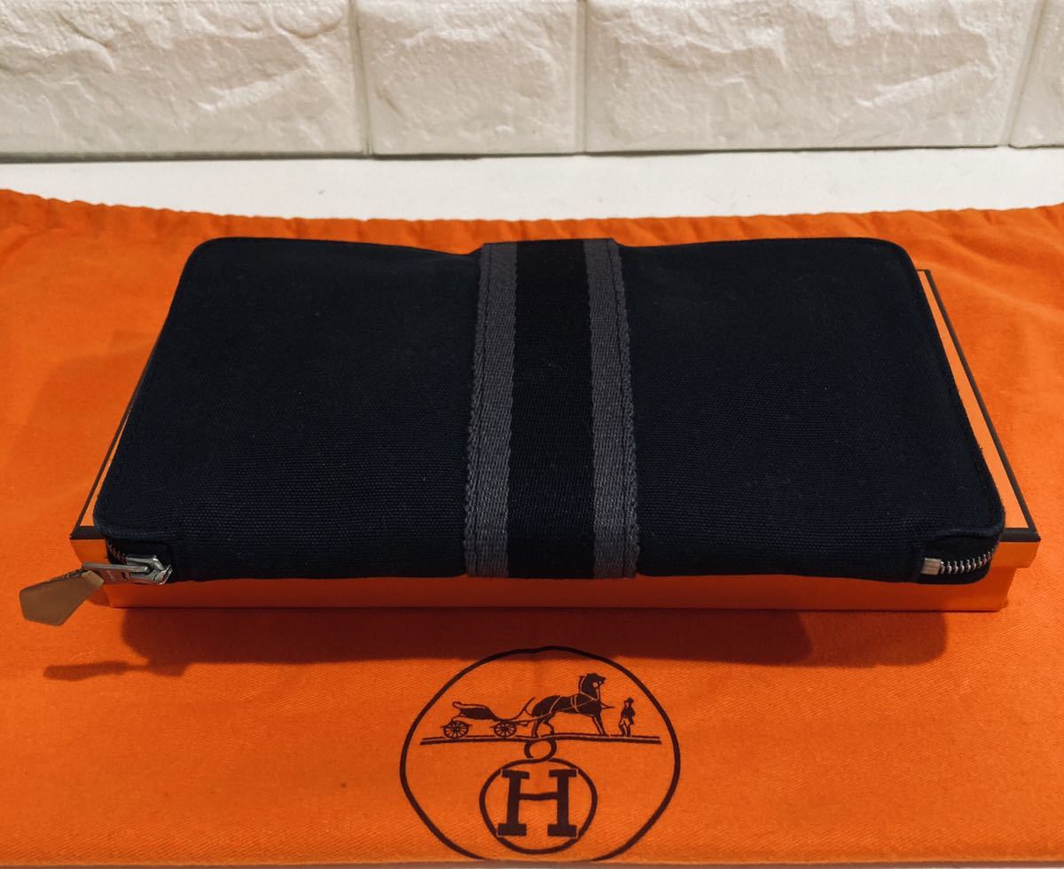 HERMES 極上美品 エルメス フールトゥ パース GM 長財布 ブラック 