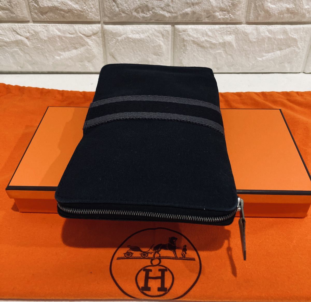 HERMES 極上美品 エルメス フールトゥ パース GM 長財布 ブラック 