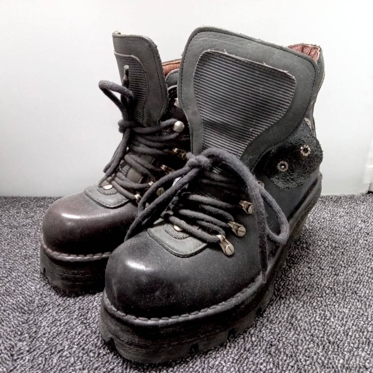 - ROCK NEWROCK(ニューロック) M-NEWMILI083-S21 古着 (NEWROCK ショートブーツ NEWROCK PLANET ニューロック プラネット ショートブーツ 合成皮革 ヒールブーツ レディース ブラック ゴールド