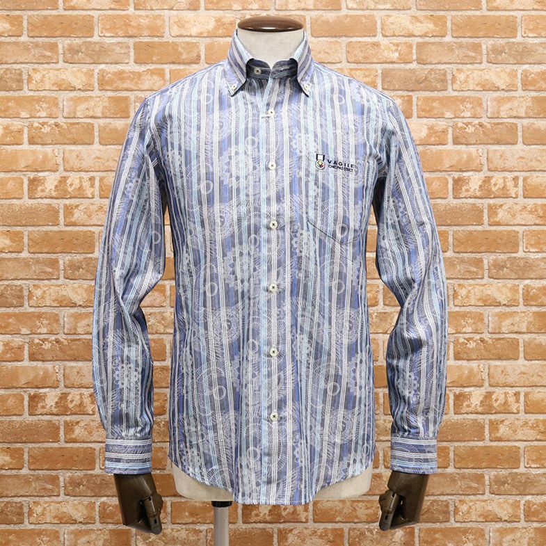 1円 春夏&frasl;VAGIIE&frasl;46(M)サイズ&frasl;日本製シャツ 清涼 綿麻ジャガード