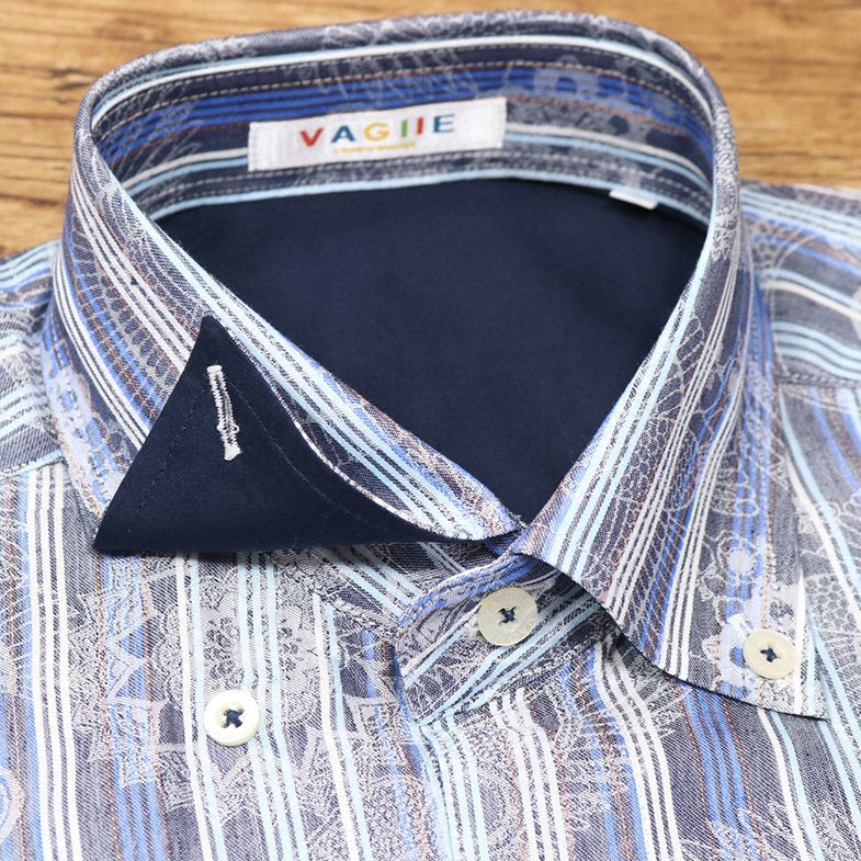 1円 春夏&frasl;VAGIIE&frasl;46(M)サイズ&frasl;日本製シャツ 清涼 綿麻ジャガード