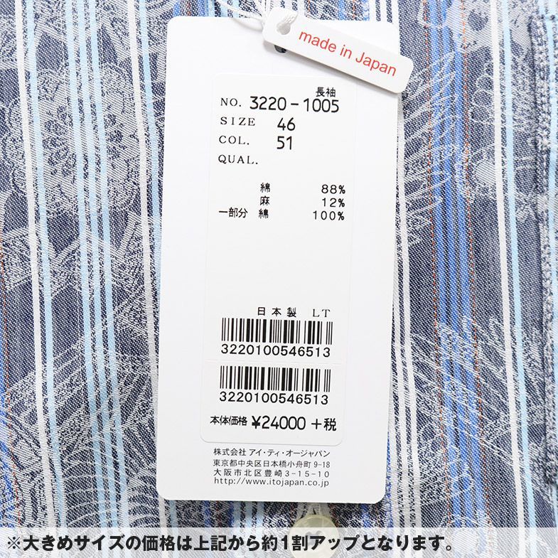 1円 春夏&frasl;VAGIIE&frasl;46(M)サイズ&frasl;日本製シャツ 清涼 綿麻ジャガード