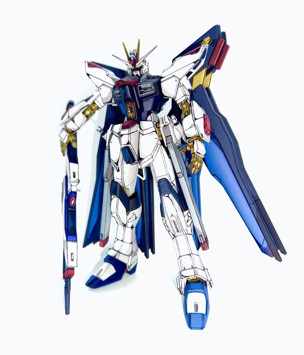 HG ストライクフリーダムガンダム  イラスト風塗装 完成品 HGCE ZGMF-X20A ストライクフリーダム 塗装改修済み イラスト風