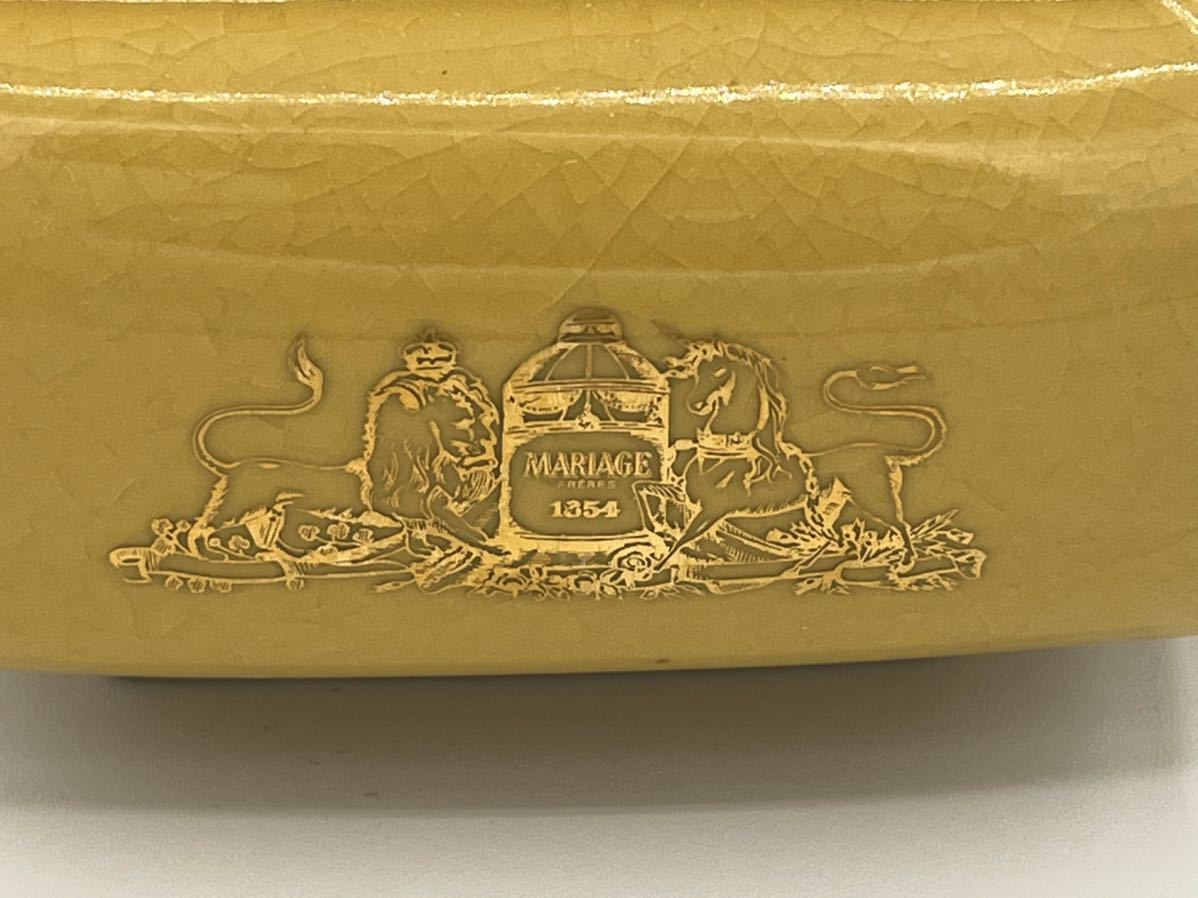 未使用*仏 フランス*MARIAGE FRERES マリアージュフレール*陶器製 小さな スクエア ティーポット