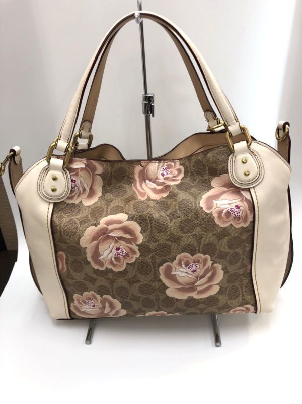 YY-m06 中古品 COACH D1832-32314 ハンドバッグ 花柄 シグネチャー  