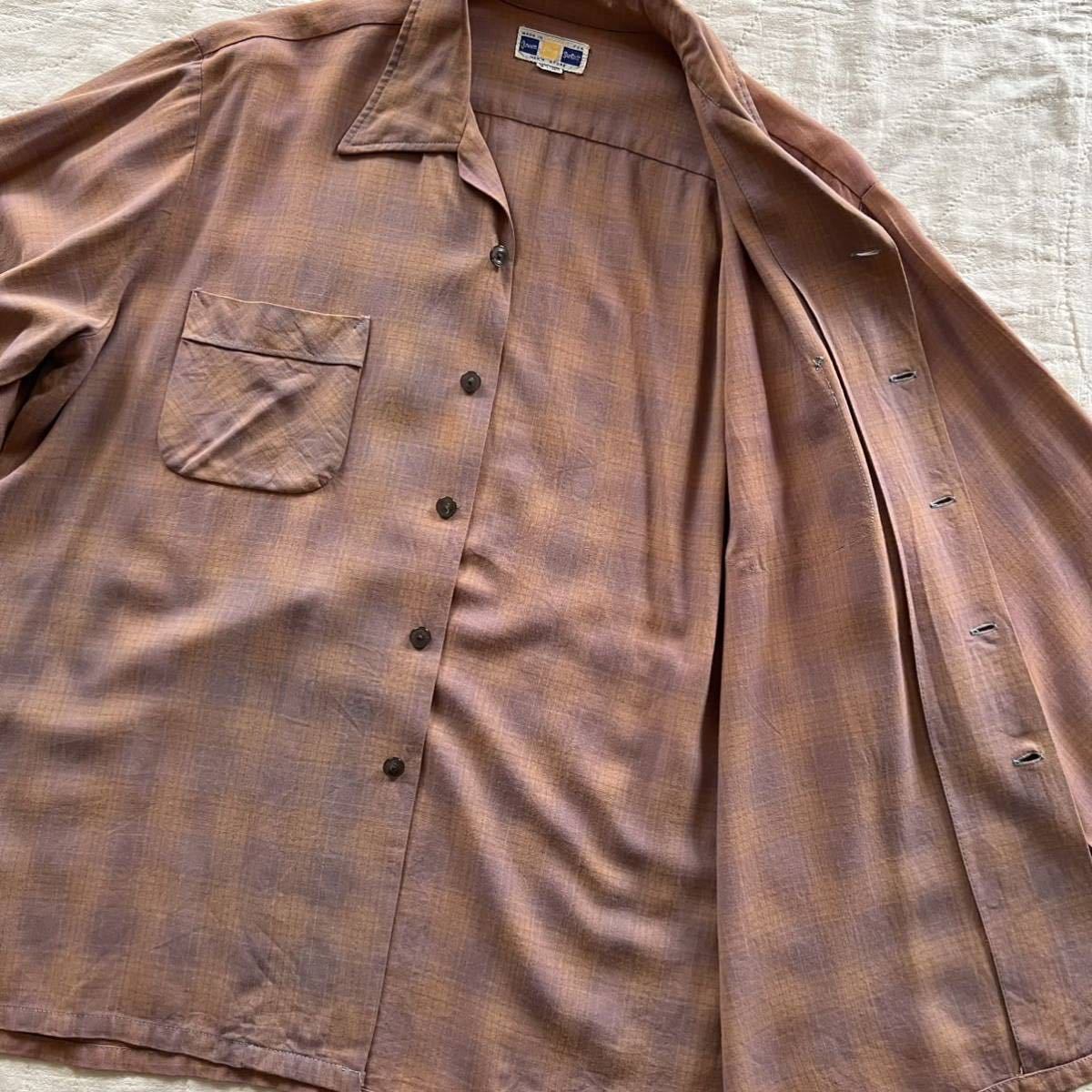 メンズ vintage 50s レーヨンシャツ ビンテージ ロカビリー オンブレシャツ