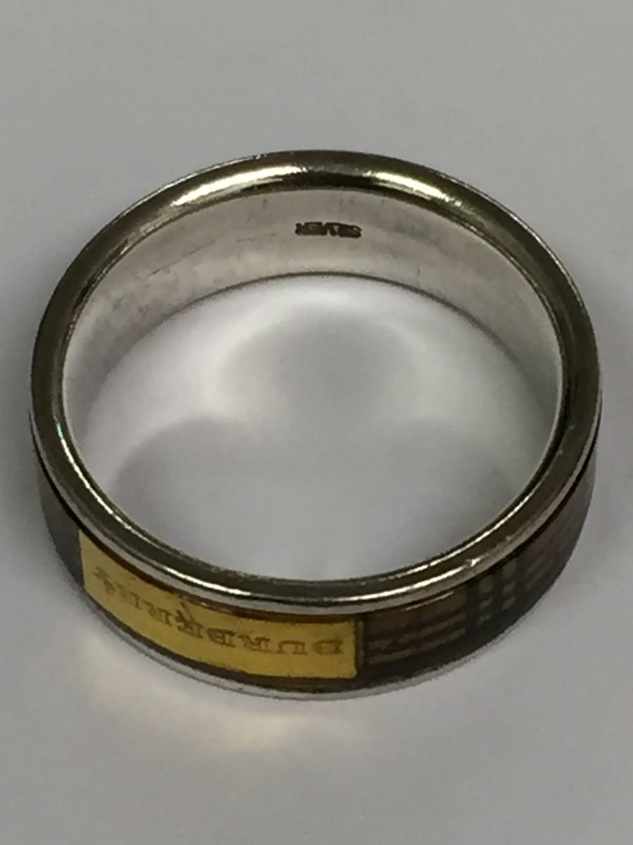 1円～！BURBERRY バーバリー チェック柄 ロゴ プレート SILVER