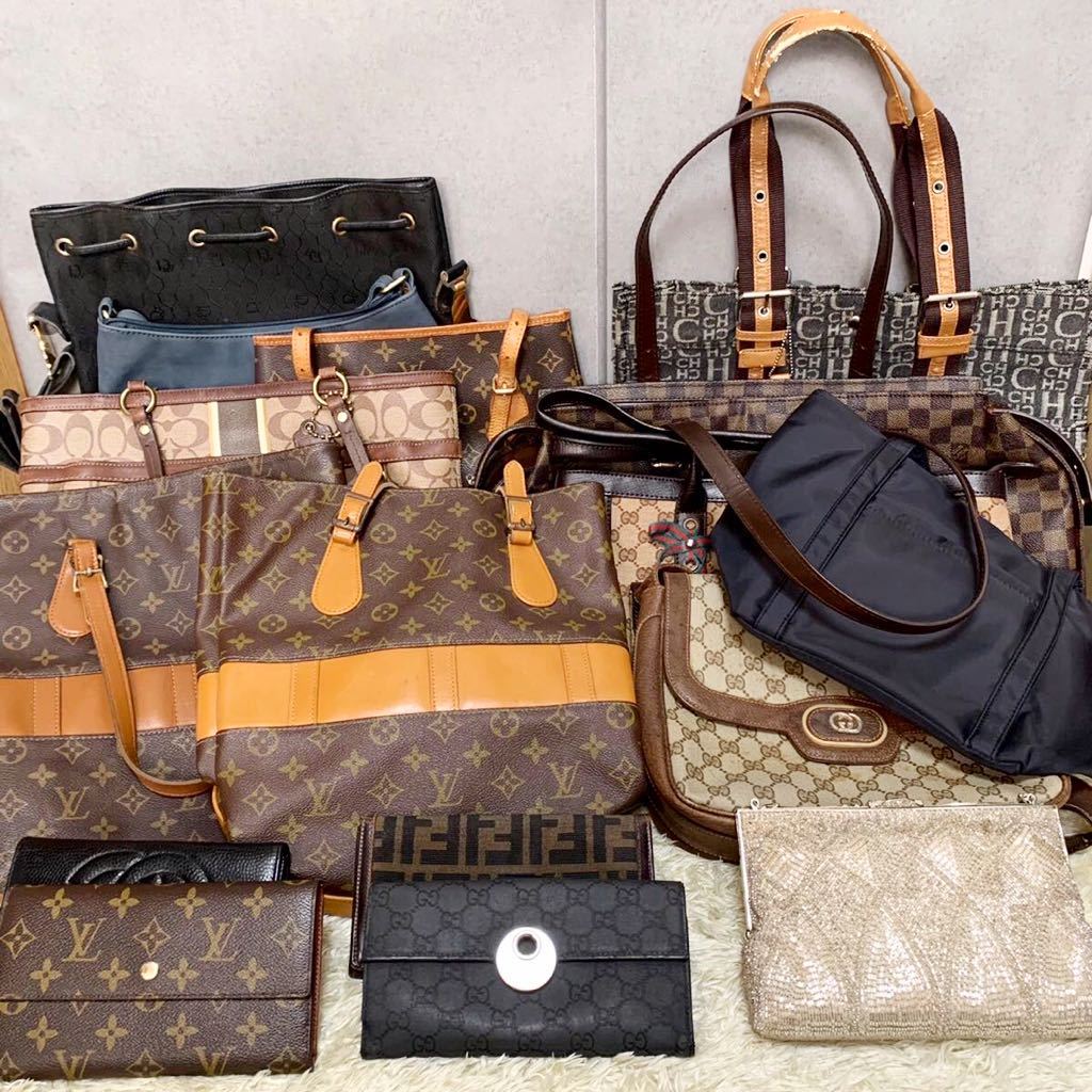 1円〜 バッグ 財布 まとめ 16点セット ルイヴィトン グッチ フェンディ コーチ ディオール LOUIS VUITTON Dior GUCCI FENDI ブランド ルイヴィトン LOUIS 1円 福袋 オデオンPM ルイヴィトンジッピーXL