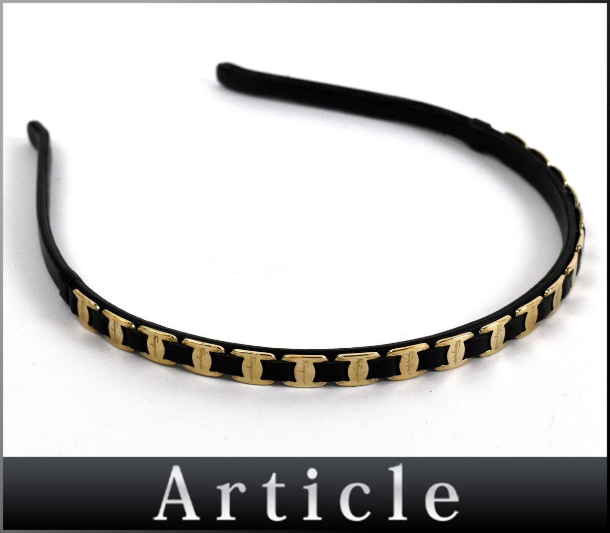 121607〇 Ferragamo フェラガモ ヴァラ金具 カチューシャ ヘア 