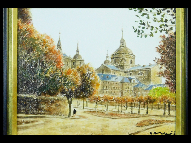 塚越仁慈 エルエスコリアル修道院(スペイン)風景画 F3号 油彩(油絵