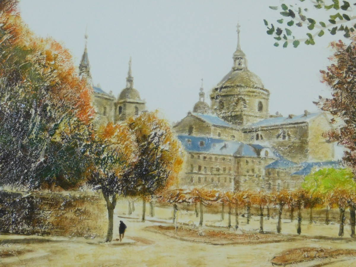 塚越仁慈 エルエスコリアル修道院(スペイン)風景画 F3号 油彩(油絵
