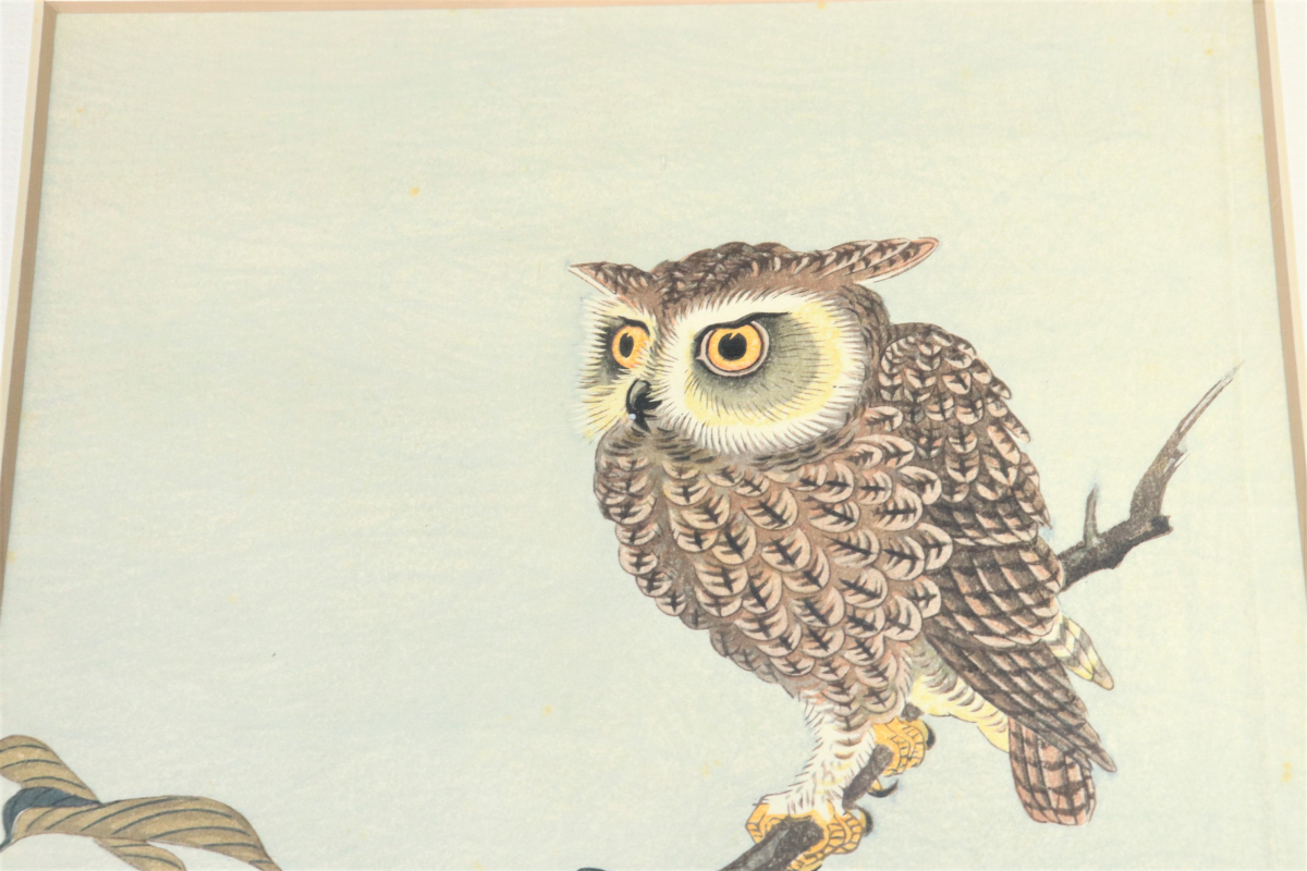 小原古邨 小原祥邨 栗の木に木兎 木版画 みみずく ミミズク 梟