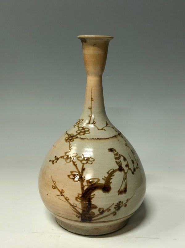 美術品・アンティーク・コレクション 鉄絵 蓮文 花瓶 陶器 徳利形 中国