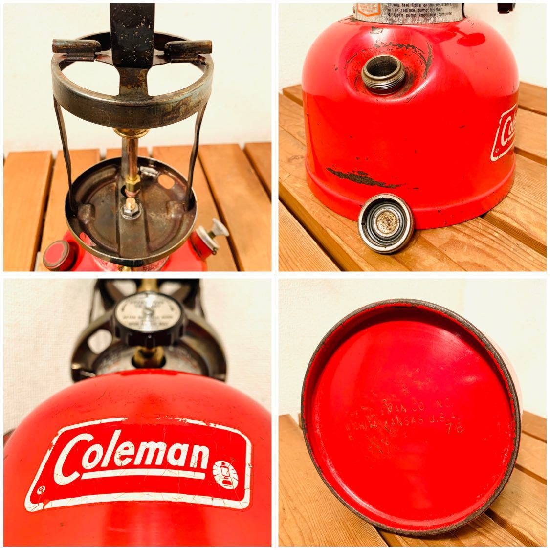 ☆使い込まれた赤☆黒バルブ☆コールマン Coleman 200Aランタン1976年6