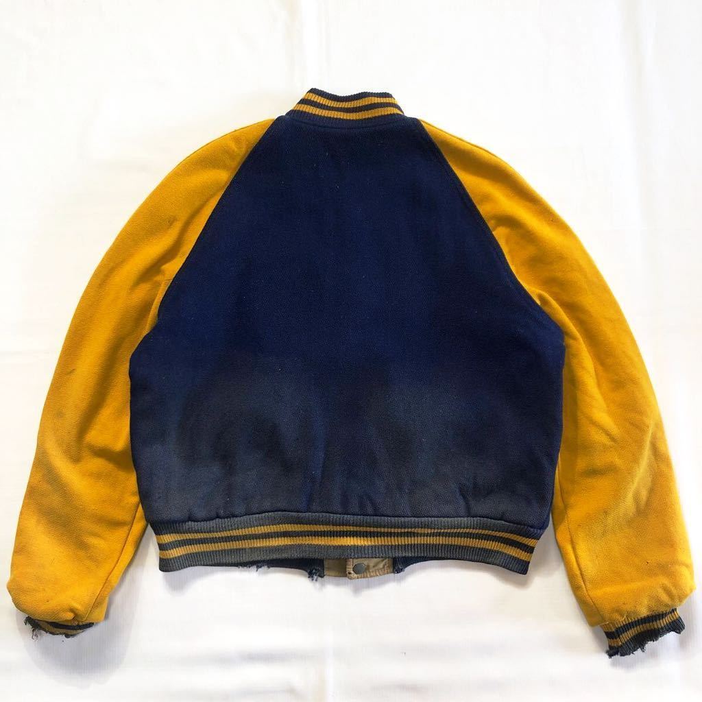 60s 70s HOWE スタジャン 42 紺 マスタード ビンテージ USA製 アワード 