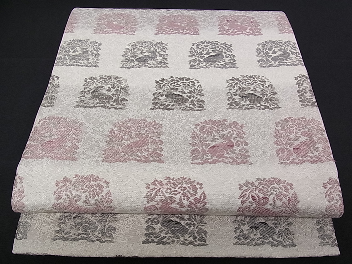平和屋着物□六通柄袋帯 作家物 唐織 花兎 逸品 w2478 逸品