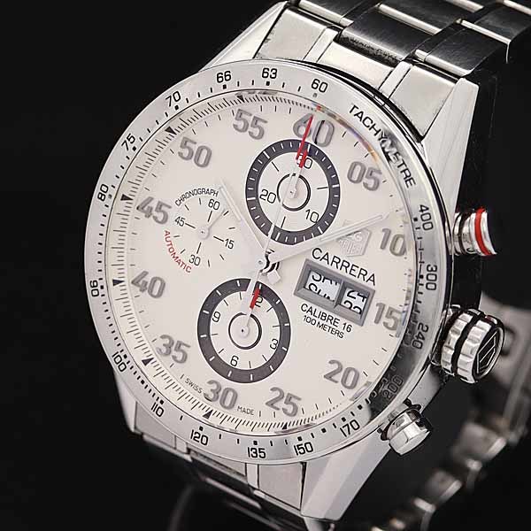 1円★稼働◎正規良品◎コマ3付【タグホイヤー】AT/自動巻 カレラ CV2A11 キャリバー16 白文字盤 メンズ腕時計 121A0205723
