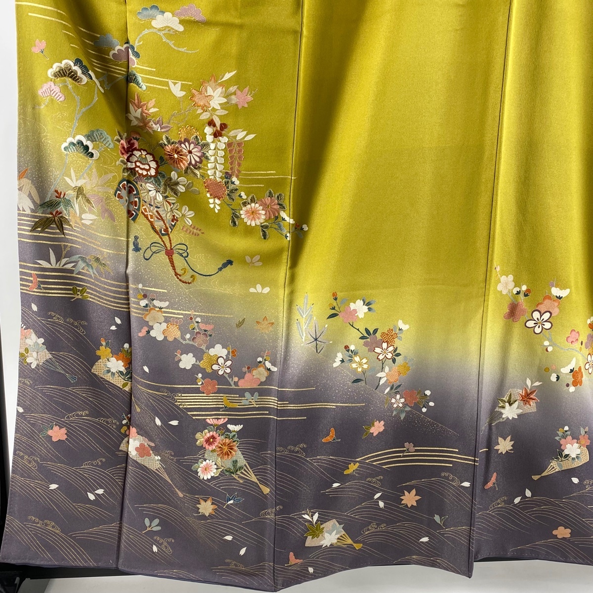 訪問着 身丈162cm 裄丈67cm M 袷 ますいわ屋 几帳 菊 刺繍 金糸