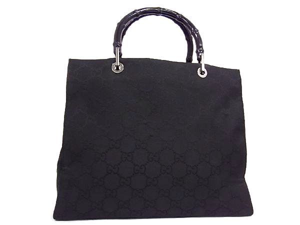1円 GUCCI グッチ 002 1010 3444 バンブー GG柄 ナイロン シルバー金具  