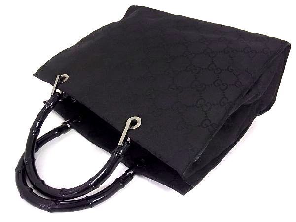 1円 GUCCI グッチ 002 1010 3444 バンブー GG柄 ナイロン シルバー金具  