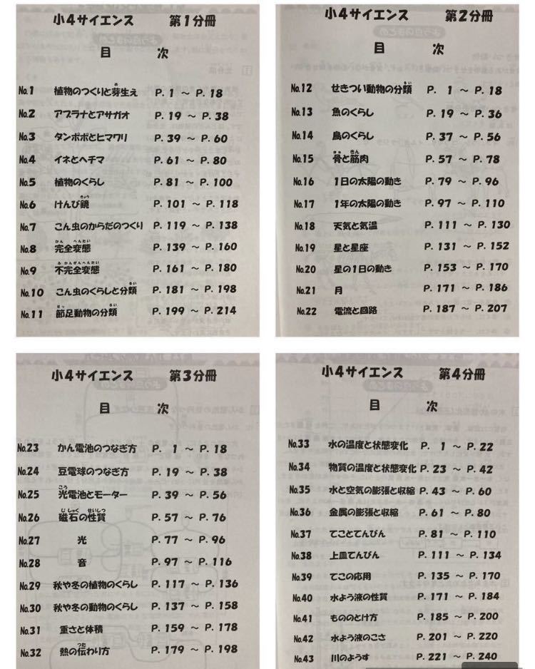 浜学園　小学4年生　理科　サイエンス・公開・復テ 浜学園 小4 理科 サイエンス テキスト4冊 公開テスト 復習テスト(VS