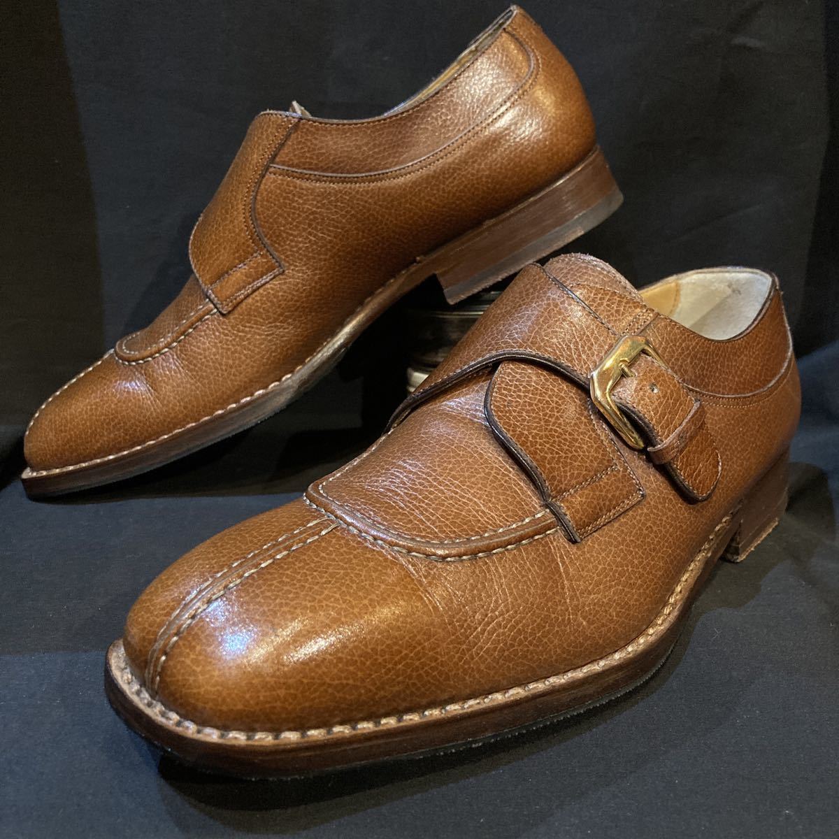 SANTONI サントーニ　シングルモンク　革靴　 Made in Italy ブラウン　レザーシューズ 7 26cm 茶