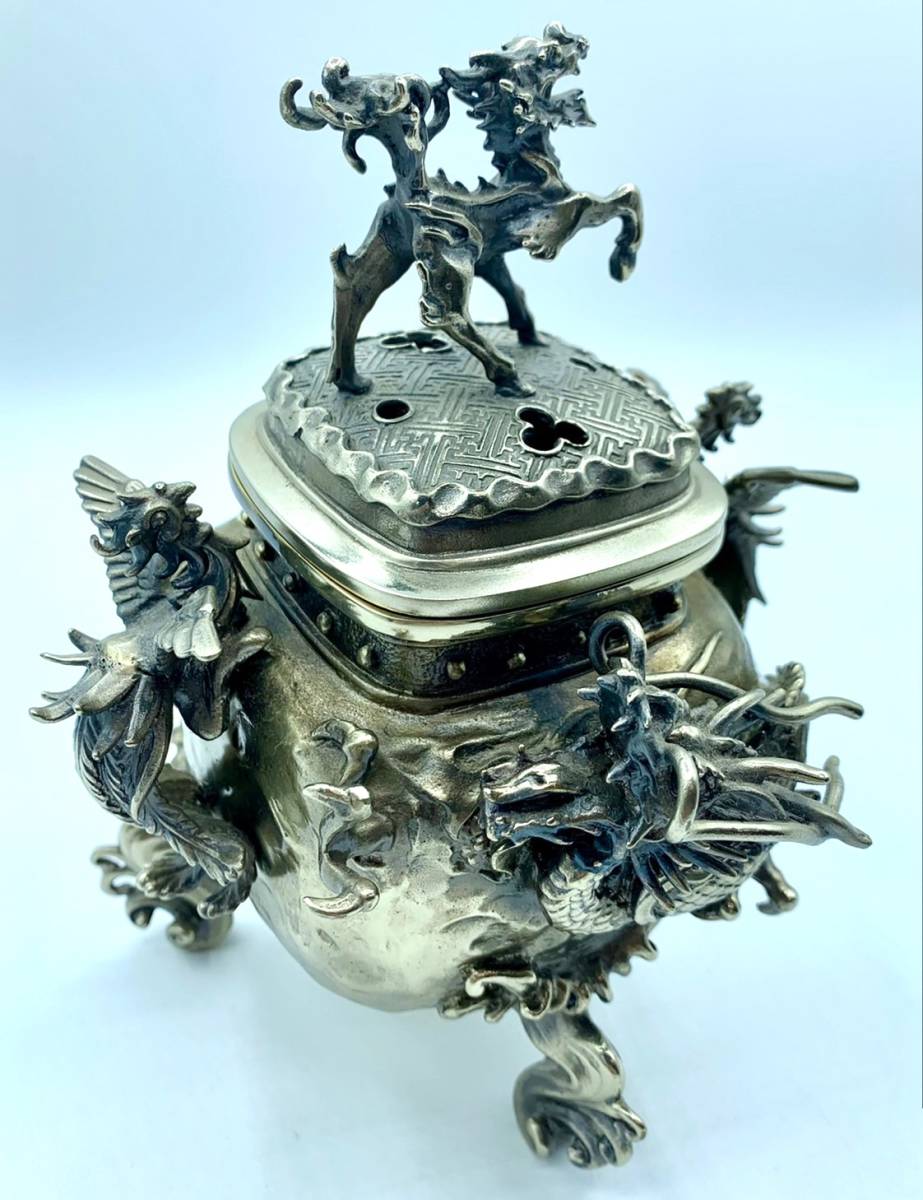 香炉 二上常太郎 元威 茶袋型香炉 洋銀 伝統工芸 お香用