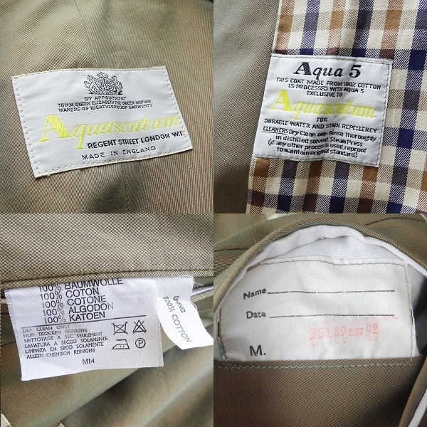 70s 80s Vintage Aquascutum Trench Coat ENGLAND 英国製 美品 アクア