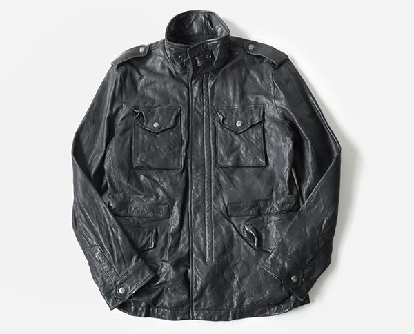 AVIREX VARSITY ◇M-65 ラムレザー ジャケット 黒 Lサイズ ミリタリー