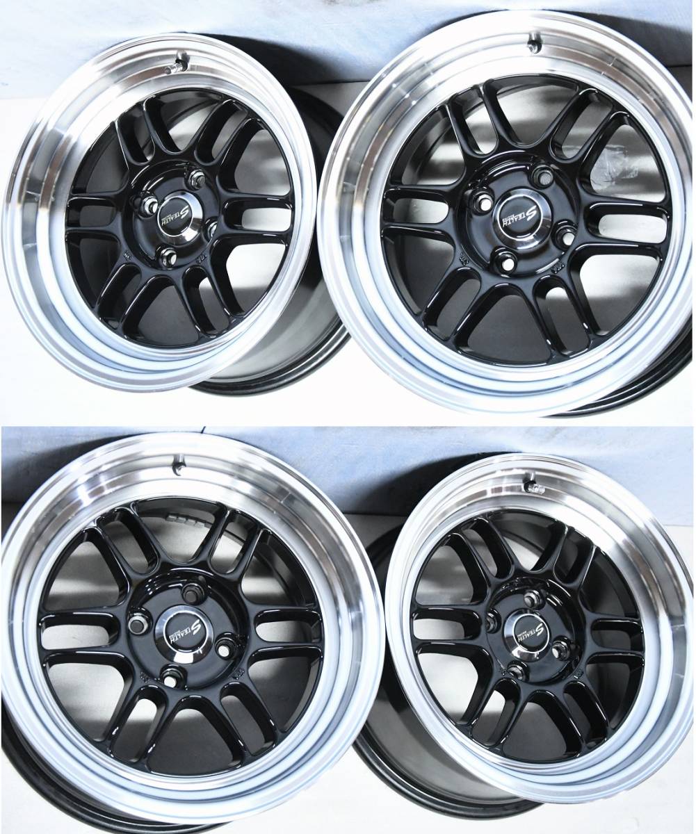 美品 深リム ステルスレーシング 15インチ 8J 4H-100 +20 中古 4本 