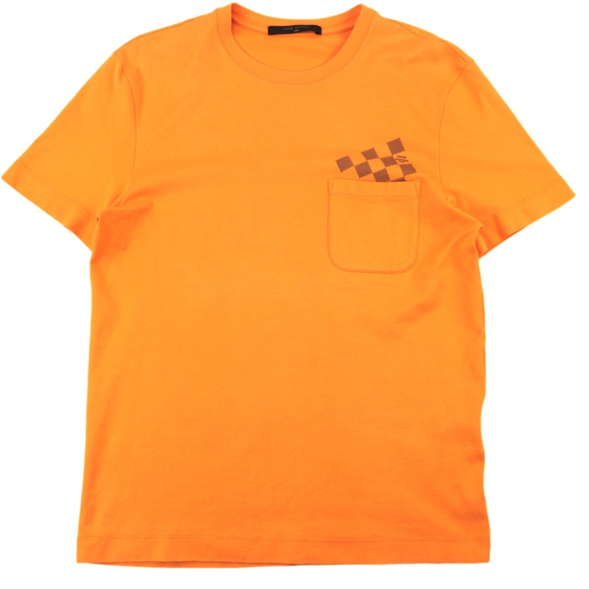 ルイヴィトン 13SS ダミエポケット 半袖Tシャツ メンズ オレンジ XS 