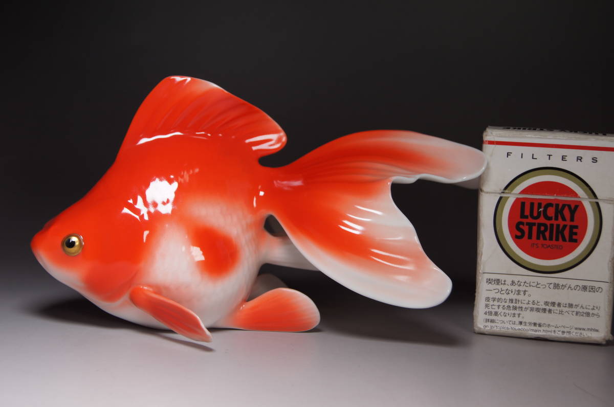 Noritake】オールドノリタケ ボーンチャイナ 金魚 大 置物 箱付 BONE