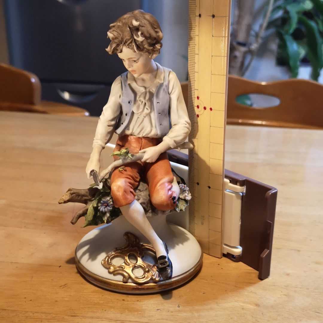 アンティーク置物 フィギュリン イタリア カポディモンテ風陶器人形 木 