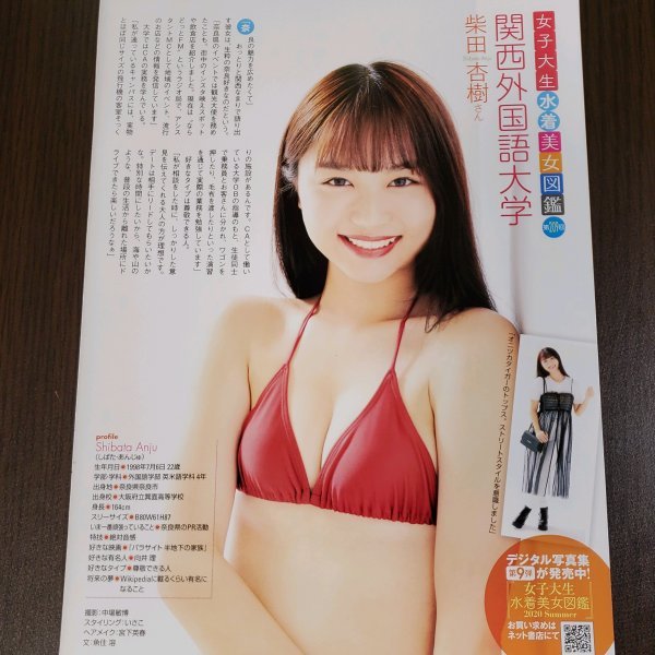 G199 女子大生水着美女図鑑◆第209回 関西外国語大学 柴田杏樹◆切り抜き 1ページ 切抜き_1