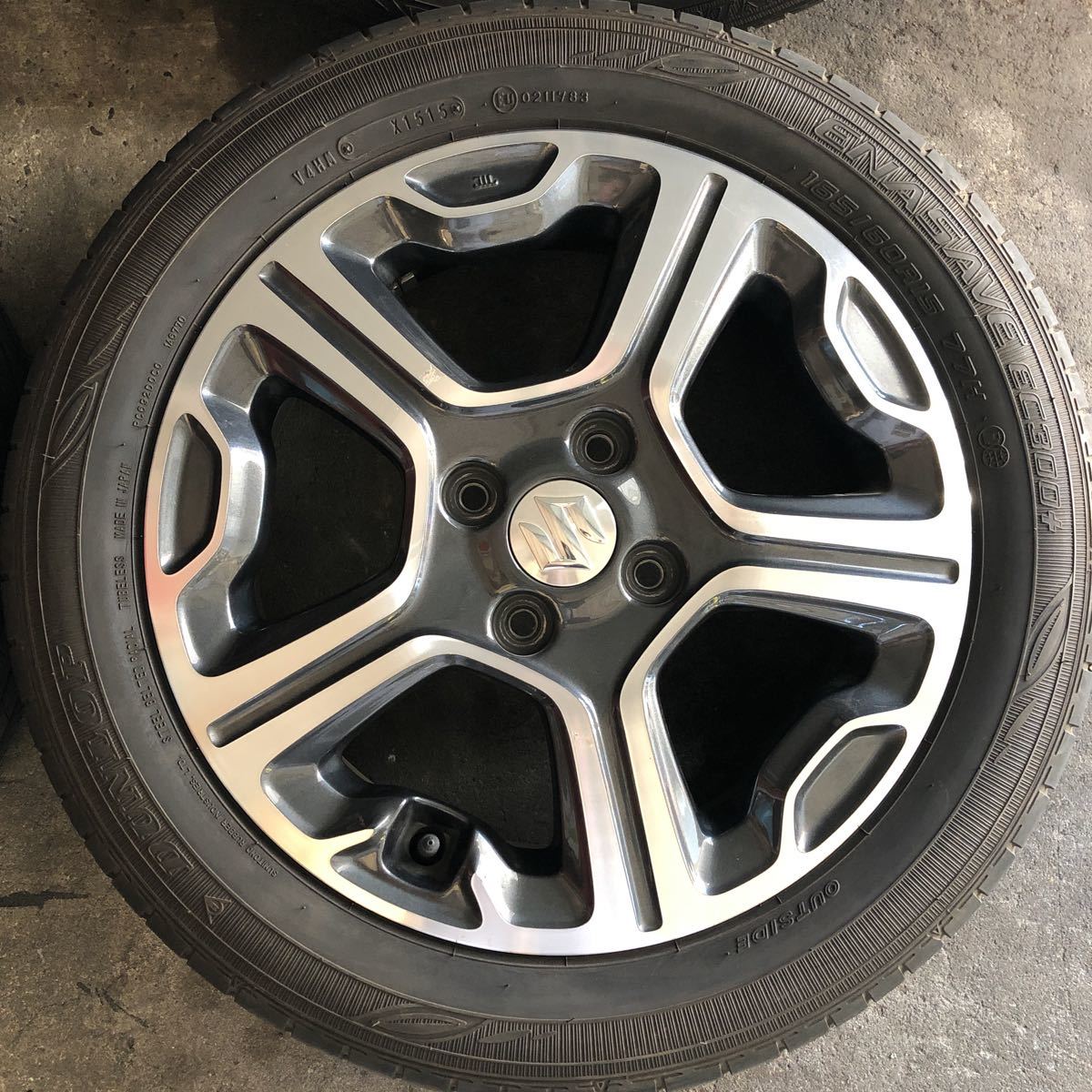 165/60R15 スズキ MR31S ハスラー純正アルミホイール ラジアルタイヤ4 