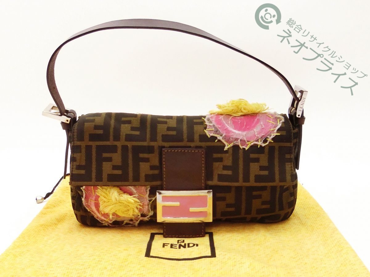 ☆ZZ8211 FENDI フェンディ ズッカ柄 刺繍 キャンバス レザー