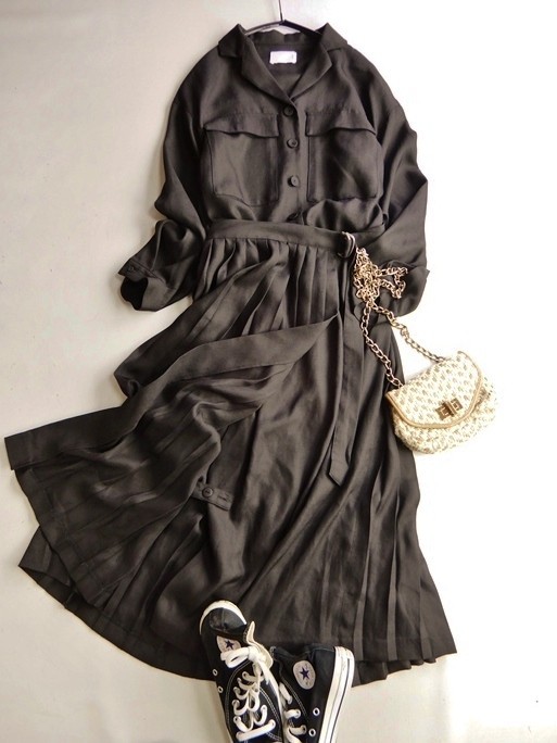 アーバンリサーチ KBF 大人可愛いセットアップ風マキシ丈ロング丈ラッププリーツスカートワーク風ブラウジングワンピース♪