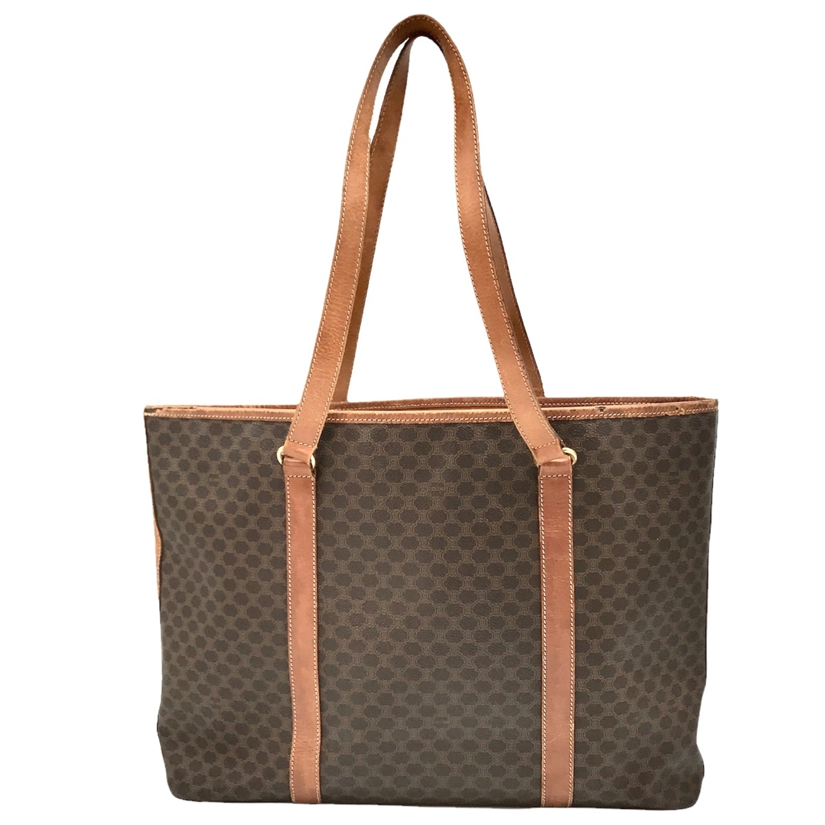M3617 1円 CELINE セリーヌ マカダム ロゴ トート バッグ 茶色 CELINE 