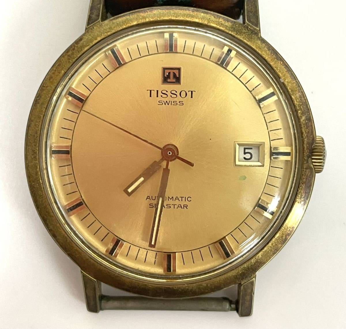 メンズ 稼働 TISSOT SEASTAR クォーツ ゴールドカラー メンズ 腕時計