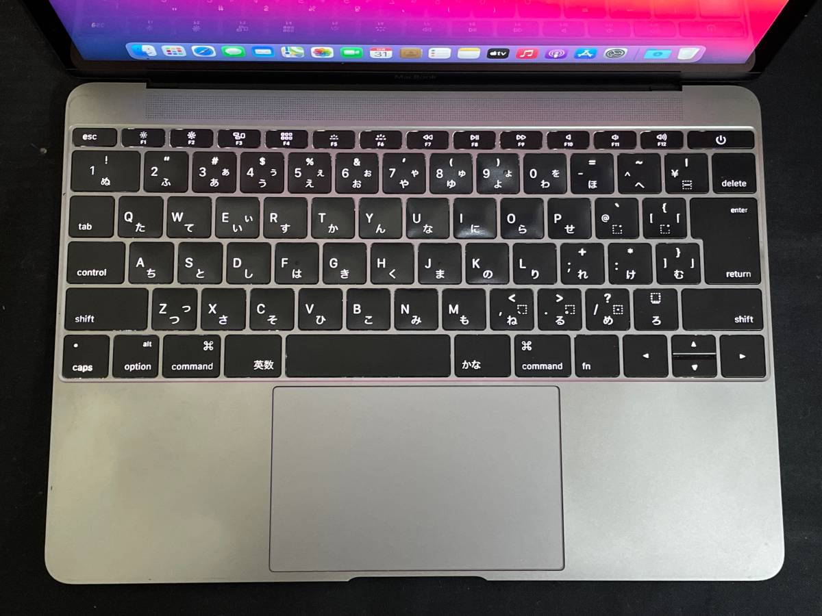 【良品♪】Apple MacBook 2015 A1534[Core M (5Y31) 900MHz/RAM:8GB/SSD:256GB/12インチ]Big Sur スペースグレー 動作品
