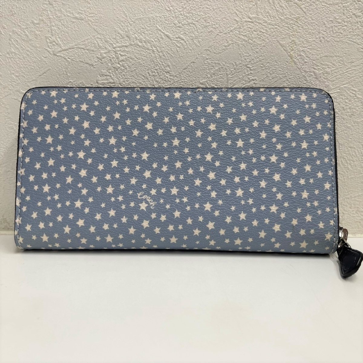 COACH 長財布 F67614 レディース レザー コーチ ブルー 星柄 ドット 未 