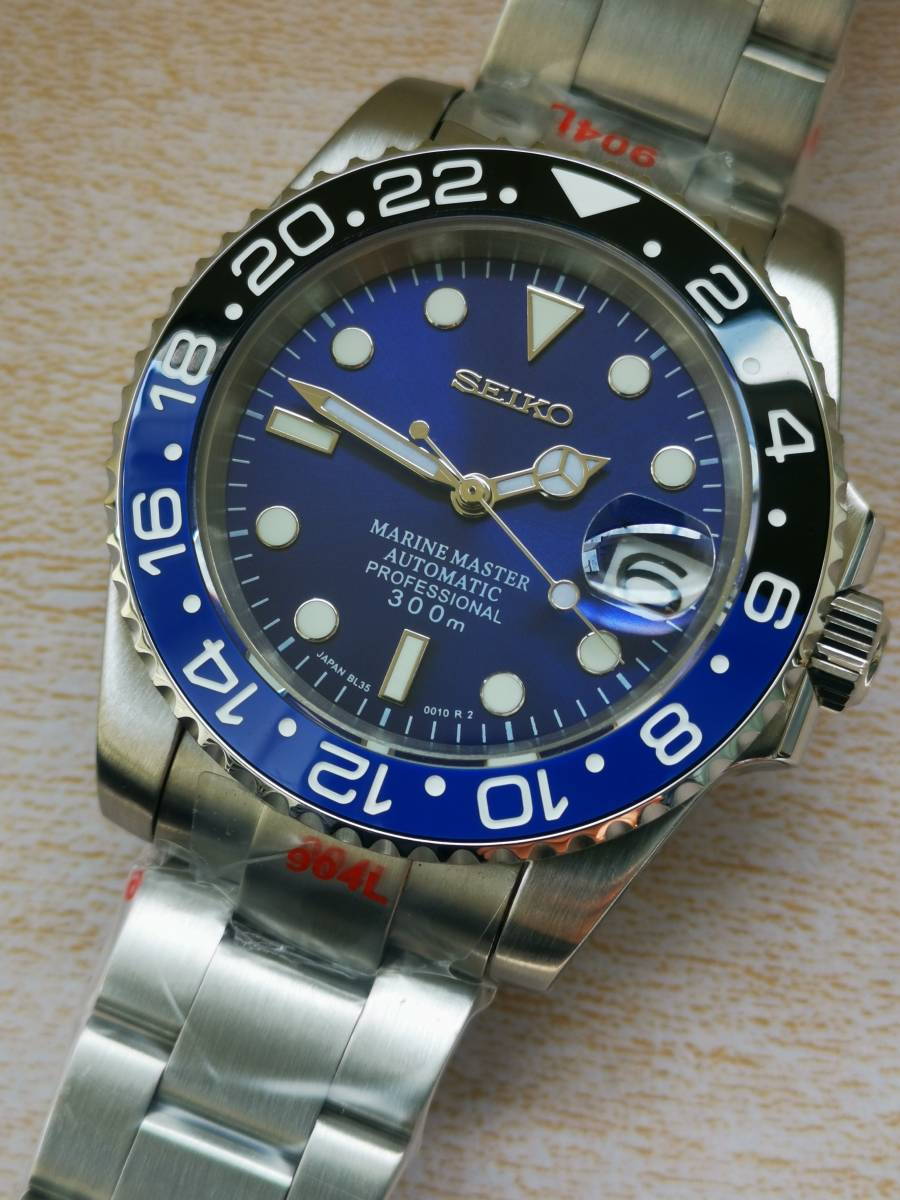 Yahoo!オークション - 1円〜 SEIKO MOD BLACK×BLUE カスタム 40mm セ