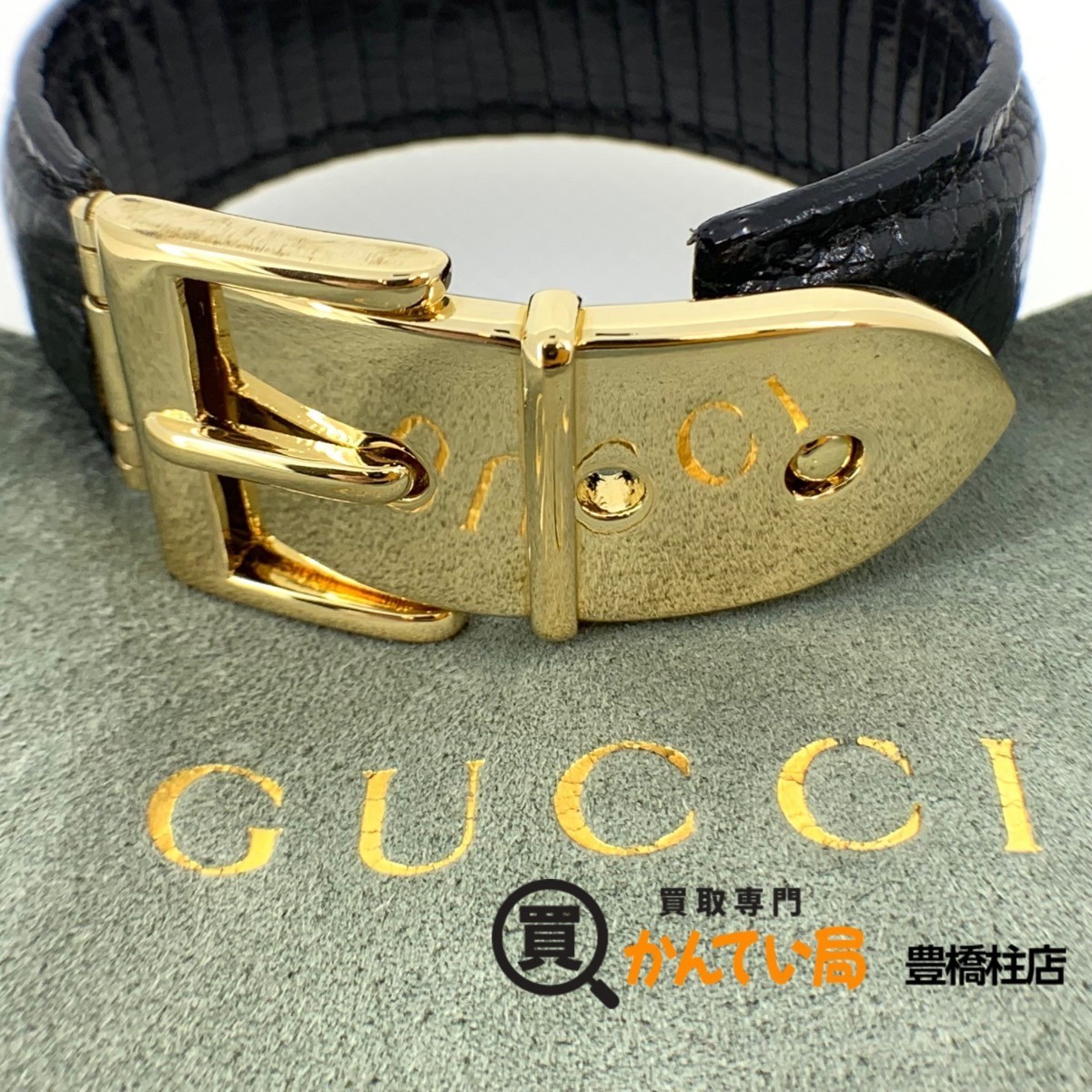 100%新品，豊富な GUCCI グッチ パイソン レザーバングル ブレスレット ブラックレザー ゴールド金具 ベルトモチーフ Black & GOLD(服飾小物)｜売買されたオークション情報、yahooの商品情報をアーカイブ公開 - 服飾小物